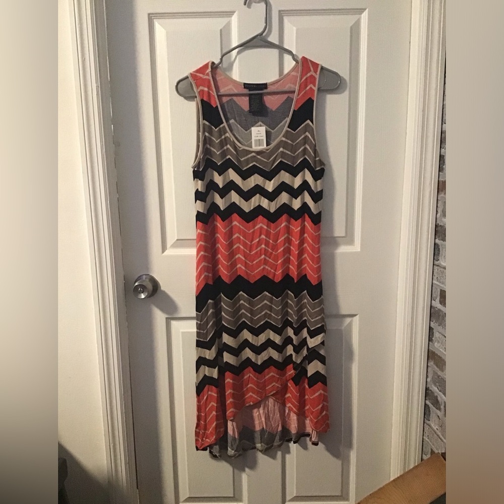 NWT! Design History Multicolor Chevron High Low Dress